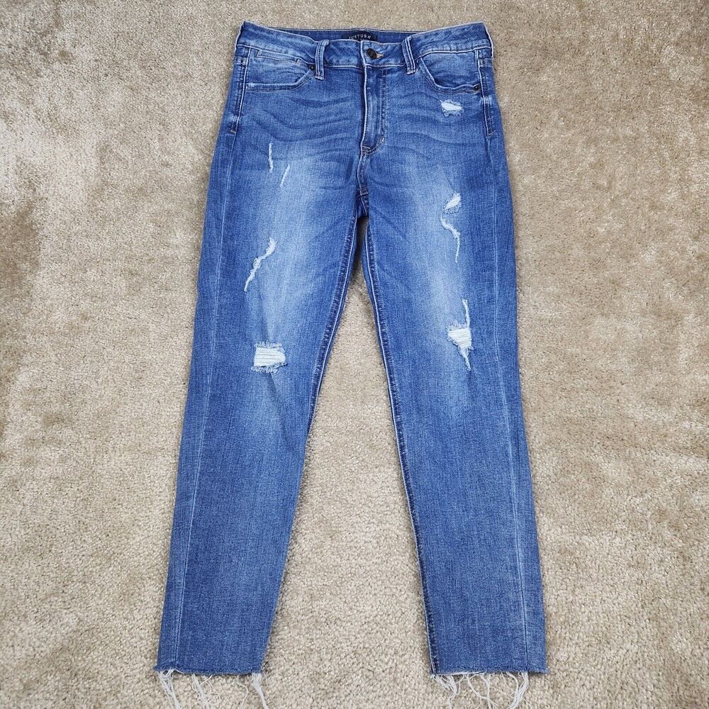 Just USA Blue Distressed Ankle Jeans
